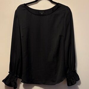 Ann Taylor Black Blouse with Ruffled Cuffs